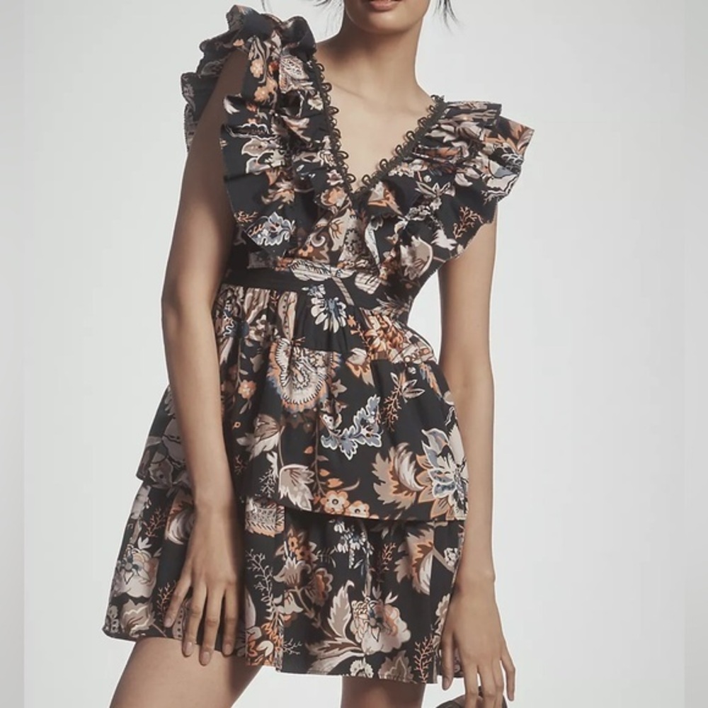 Anthropologie Sleeveless Ruffled A-Line Mini Dress
